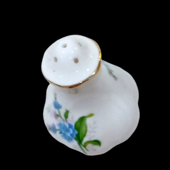 Vtge Royal Albert Bone China 'Forget Me Not' Hampton Shape Salt & Pepper Shakers - Picture 6 of 6